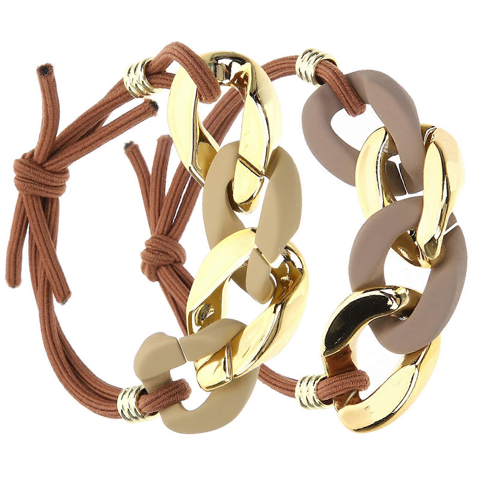 Ponytail Holders For Women 10 Pcs Designed With Chain Shape In Assorted Color Perfect For Hairstyling Needs