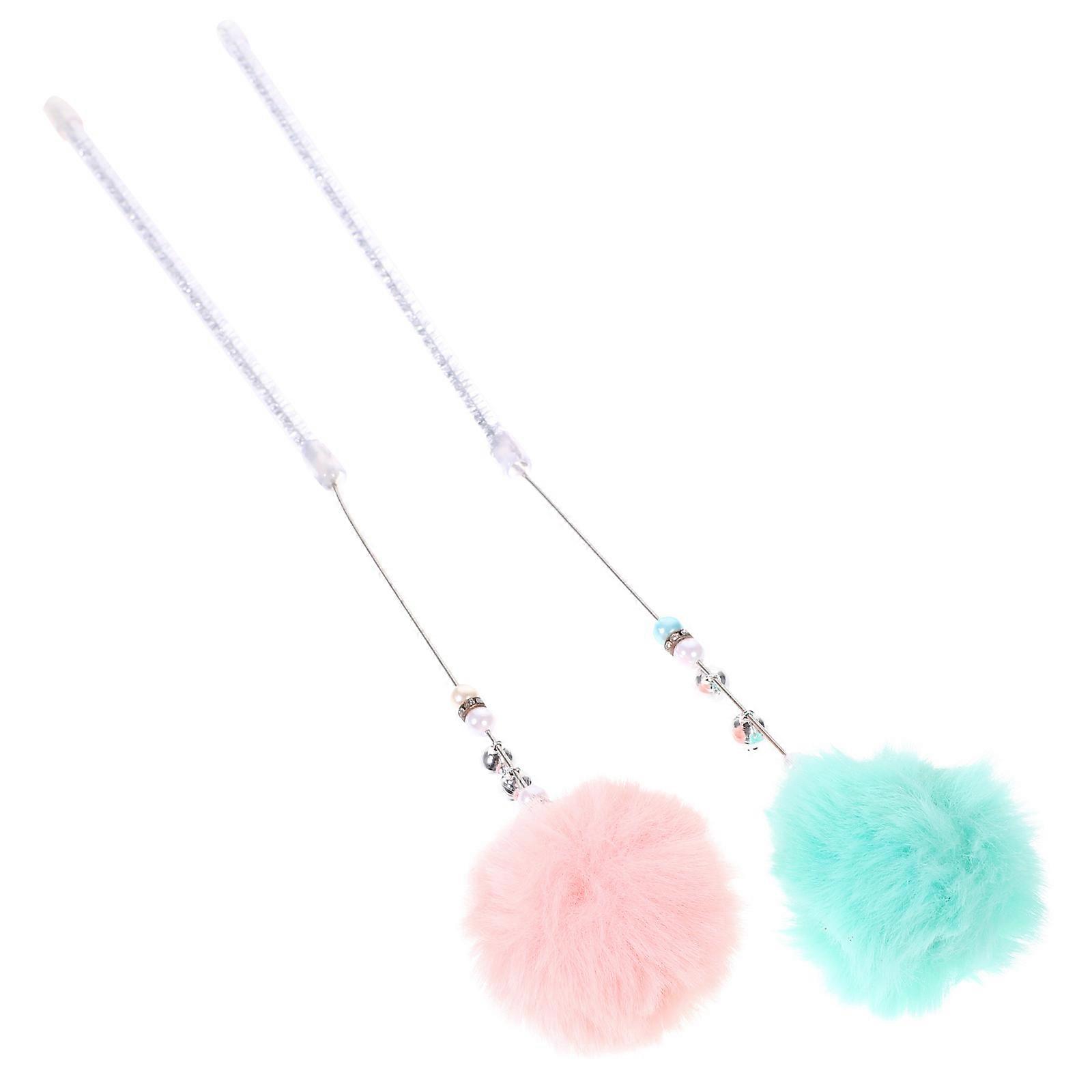 Cat Teaser Stick Plush Ball for Interactive Play 4Pcs Pack