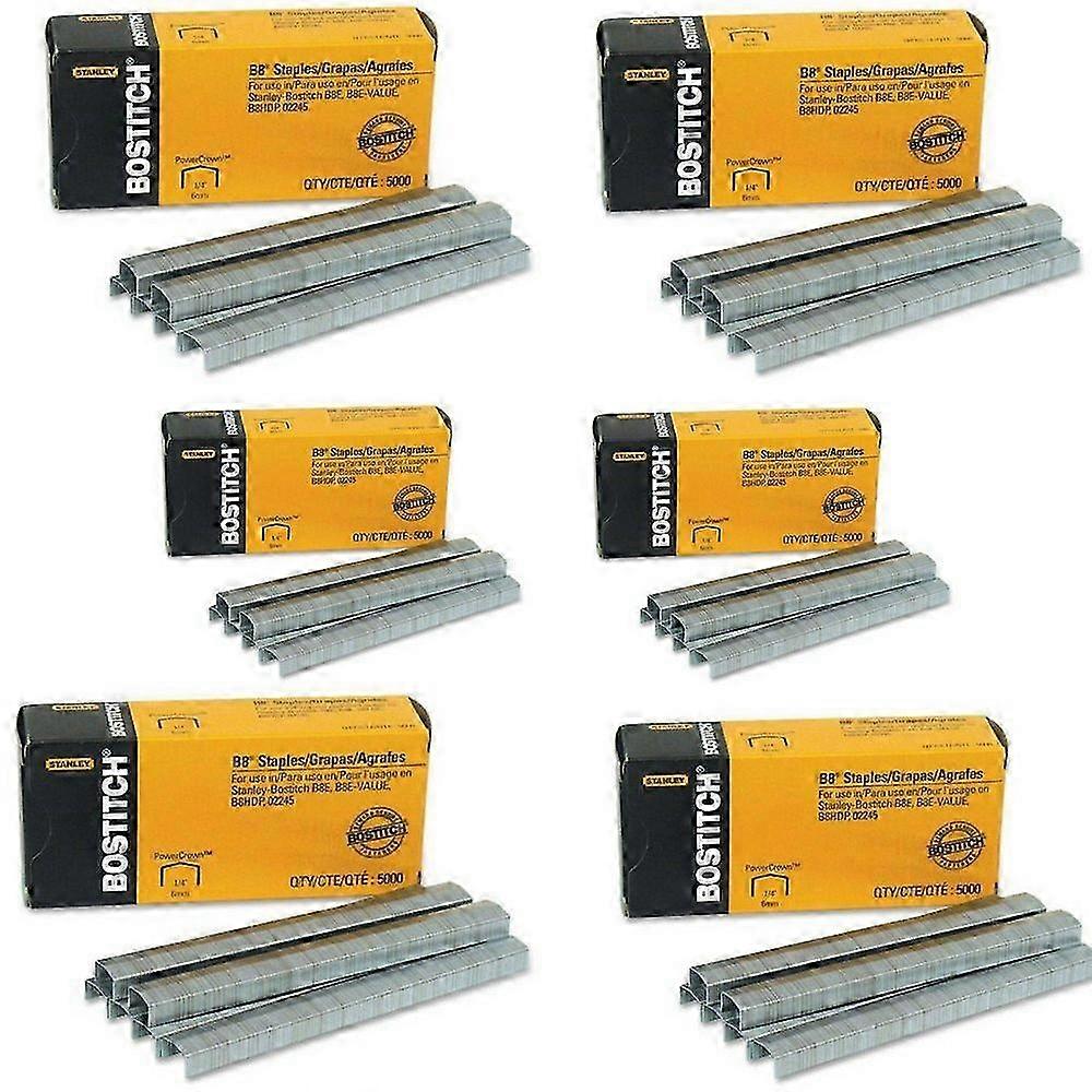 Bostitch B8 PowerCrown Premium Staples, 1/4' Leg Length, 5000/Box (6box) 2025