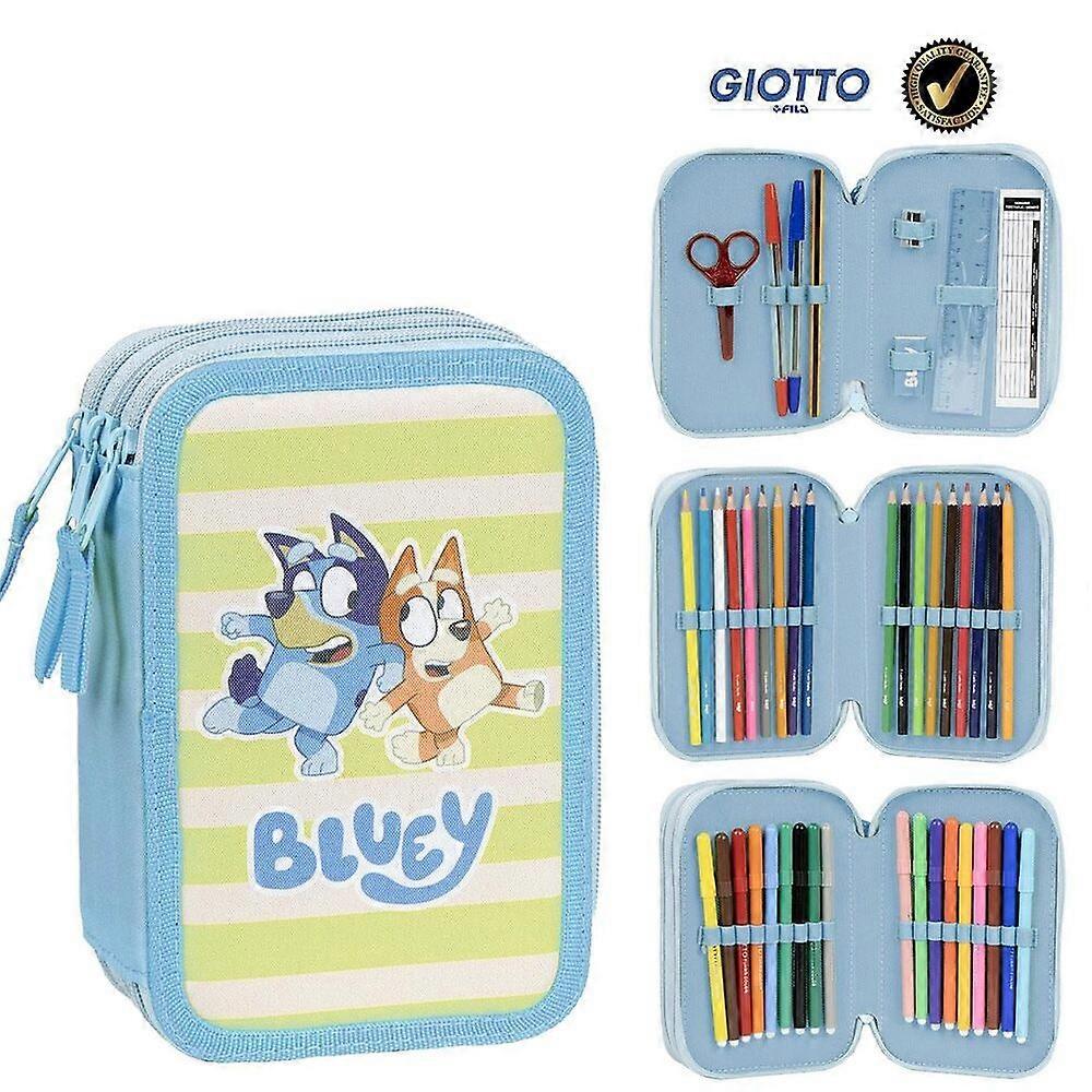 Bluey Triple Pencil Case for Kids, Durable and Spacious