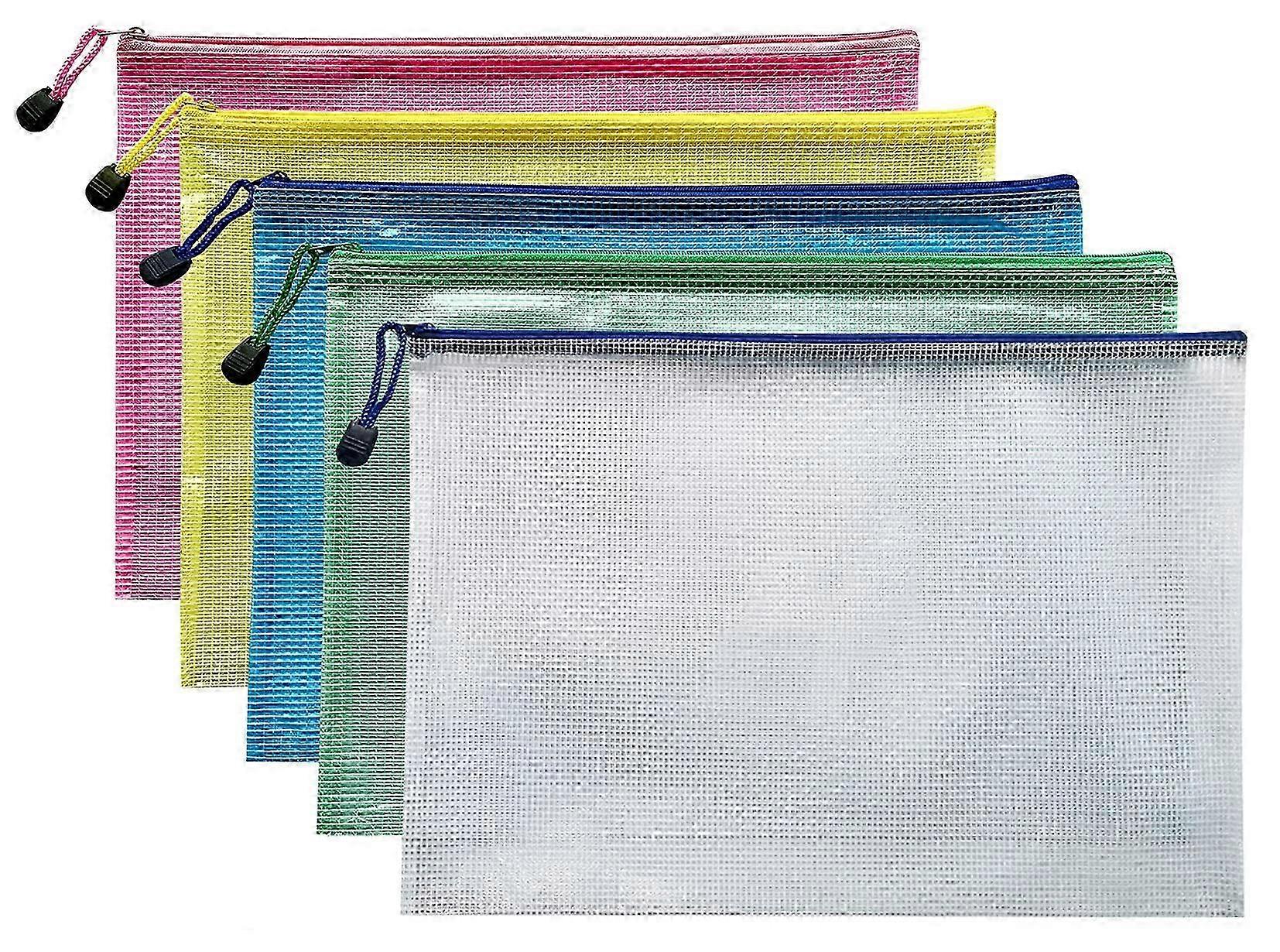 2025 A4 Document Folder File Zipper Bags Plastic Wallets Folder Extra Thick 5PCS (A4 Zip Bag)