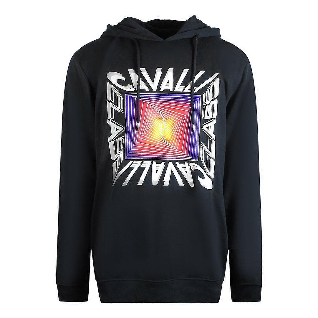 Cavalli Class Asymmetric Box Design Black Hoodie