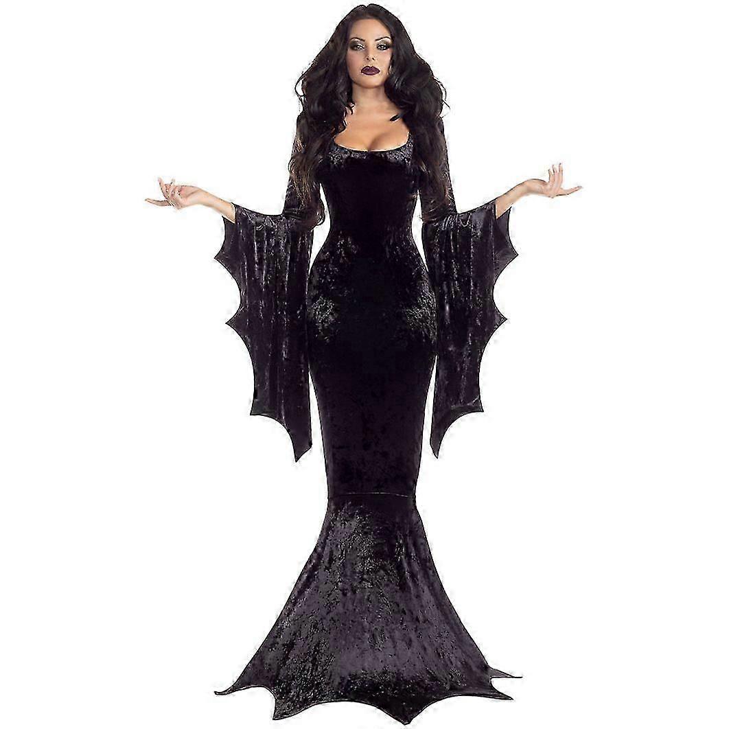 Bat Witch Ghost Bride Costume - Gothic Vampire Dress for Masquerades and Performances myi