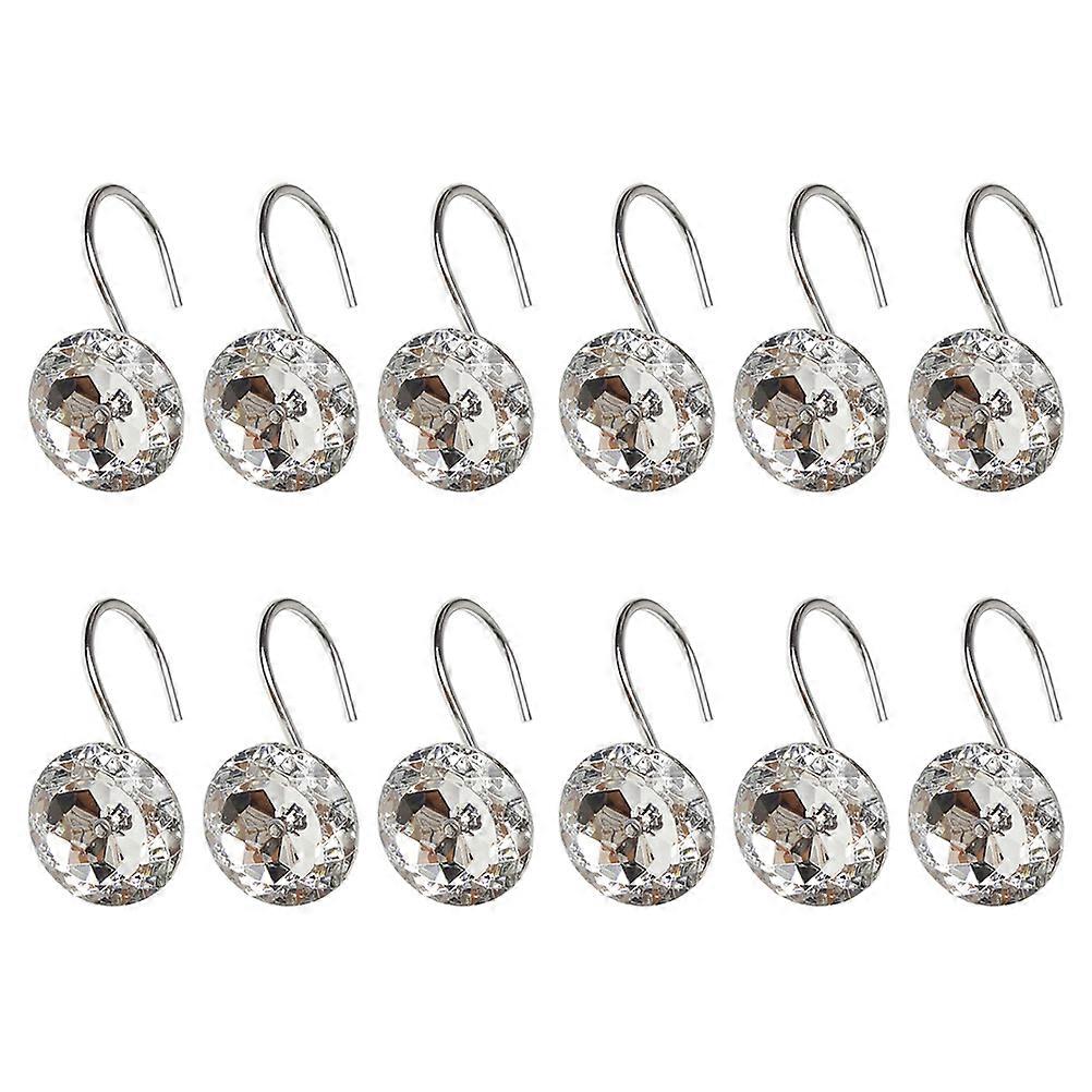 Acrylic Shower Curtain Hooks Silver for Curtain Use with 12Pcs Clips