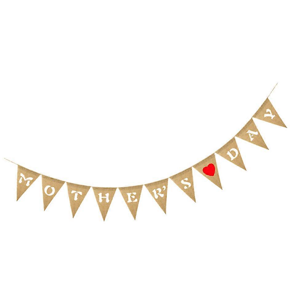 Pull Flag Banner for Mother's Day Party Decoration 3Pcs Linen Material