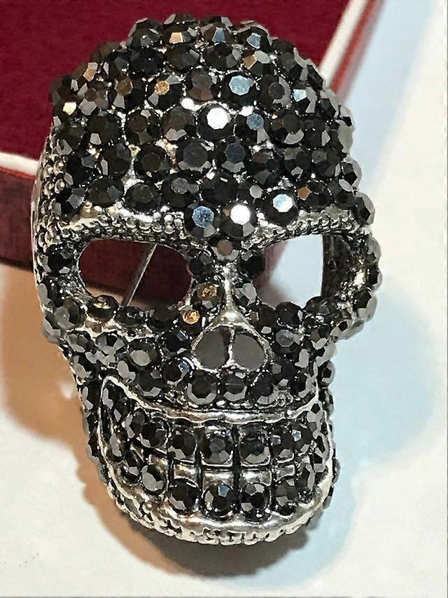 Large Halloween Gothic Crystal Skull Brooch / Pendant