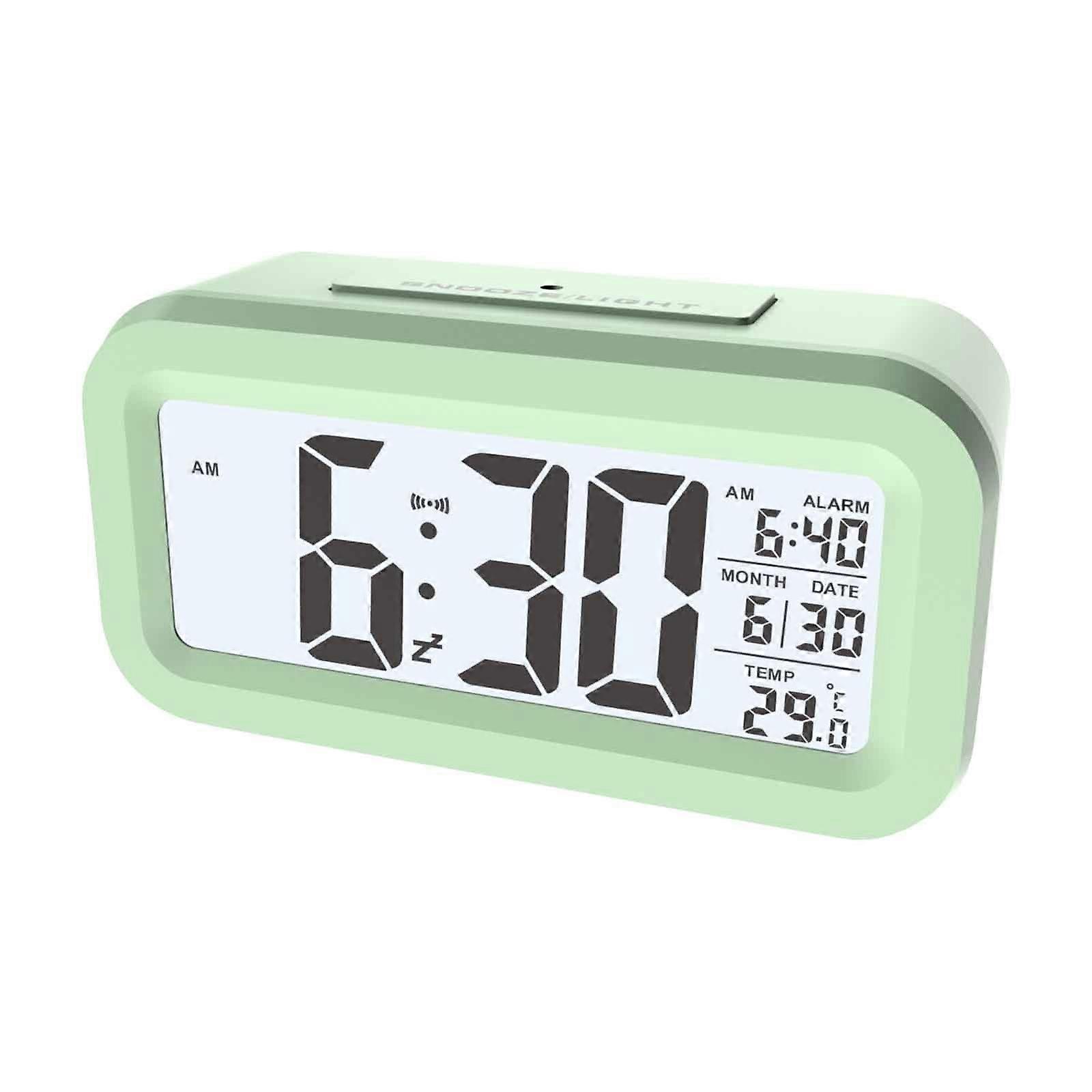 Hohaski Radio Alarm Clock with Temperature, Light Sensing, Silent LCD Display, Smart Clock for Bedroom, Compatible with Student Needs