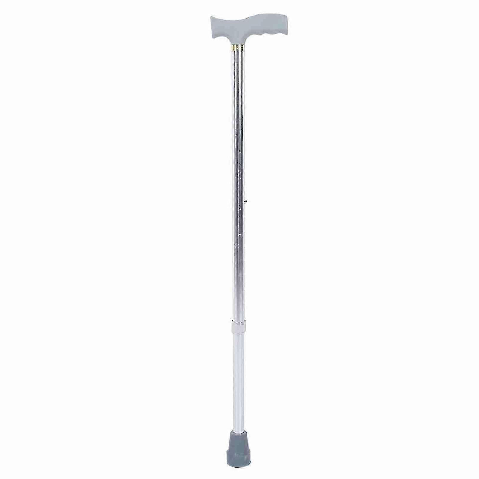 Anti-Slip Alloy Walking Cane with 10-Level Height Adjustment for Elderly Safety in Silver