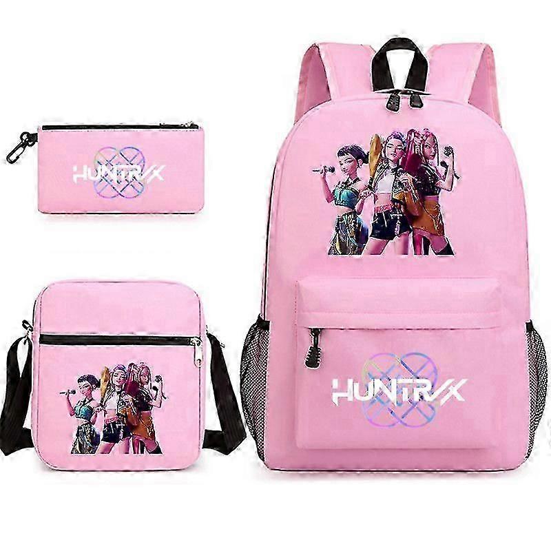 Kpop łowcy demonów plecak studencki z nadrukiem, plecak, piórnik na jedno ramię, zestaw trzyczęściowy