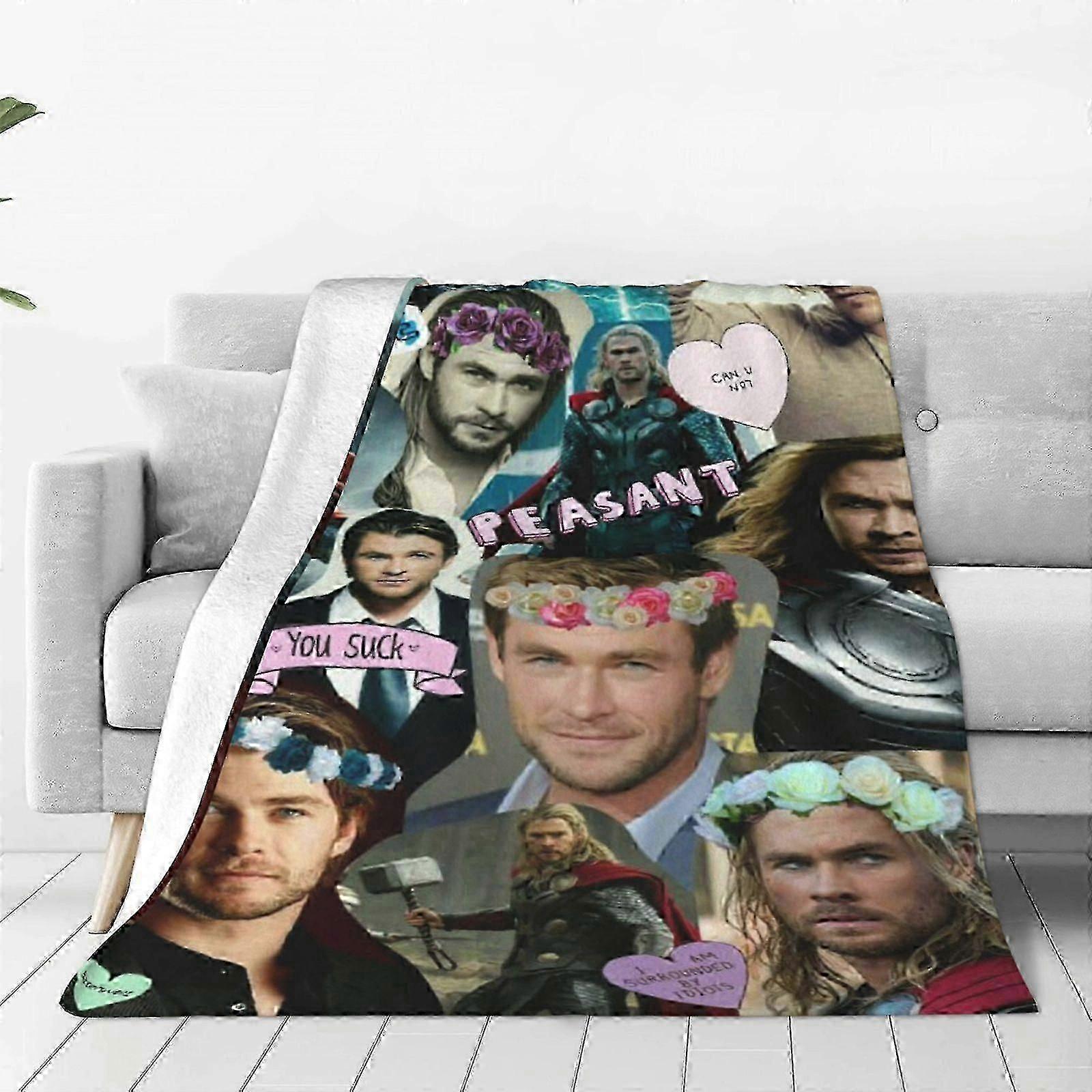 Blanket Chris Hemsworth Fleece Throw Blanket, Ultra Soft Cozy Luxury Fuzzy Blanket For Couch Bed Sofa, Lightweight Warm Plush Blankets Bedding For All