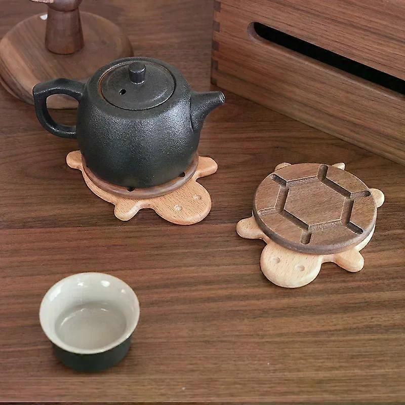 Creative and Cute Shape Black Walnut Solid Wood Turtle Insulation Mat Kettle Tea Coaster Tableware Anti-scald Table Ornaments