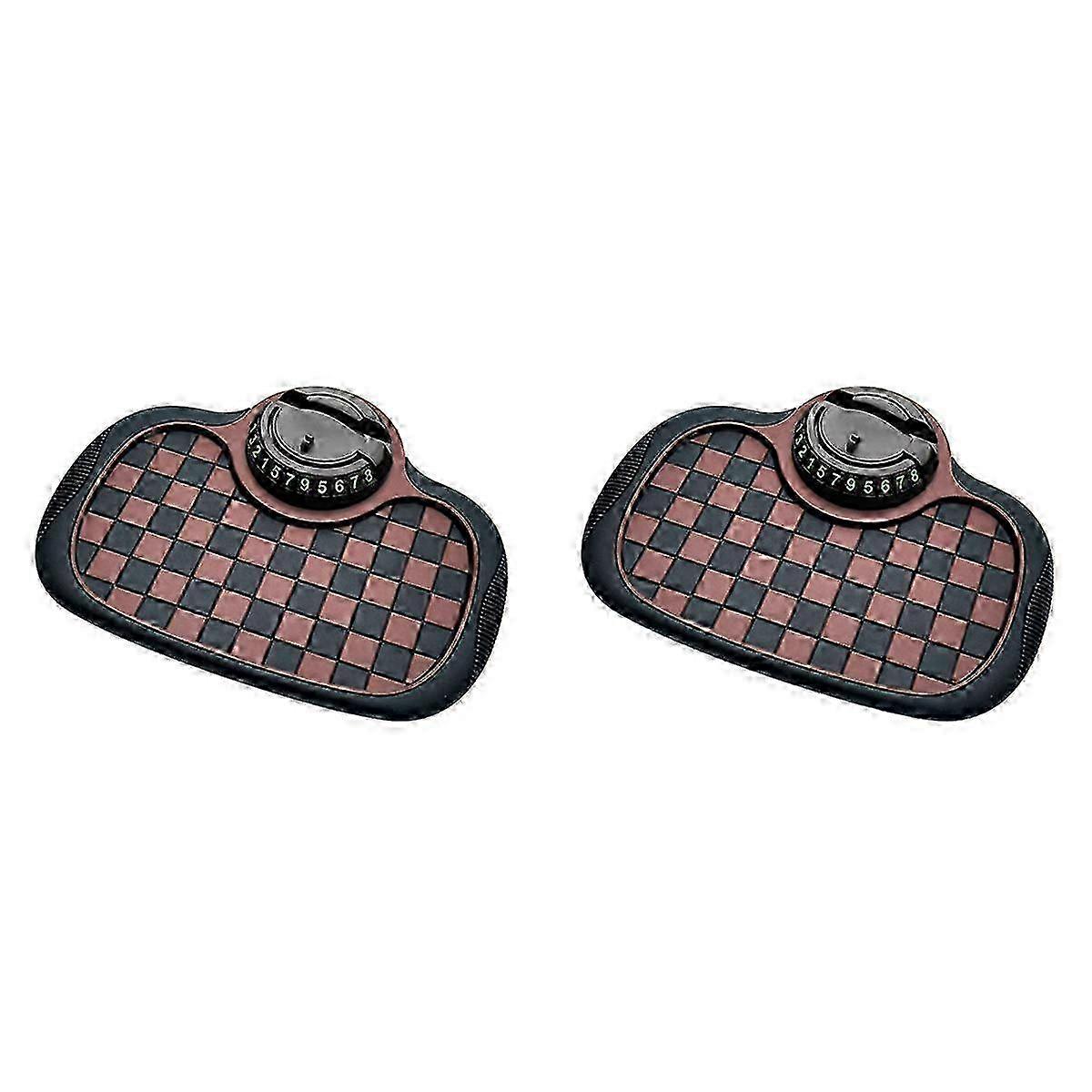 لوحة سيارة متعددة الوظائف مضادة للانزلاق مع حامل هاتف - حصيرة لوحة القيادة ، نمط منقوش بني