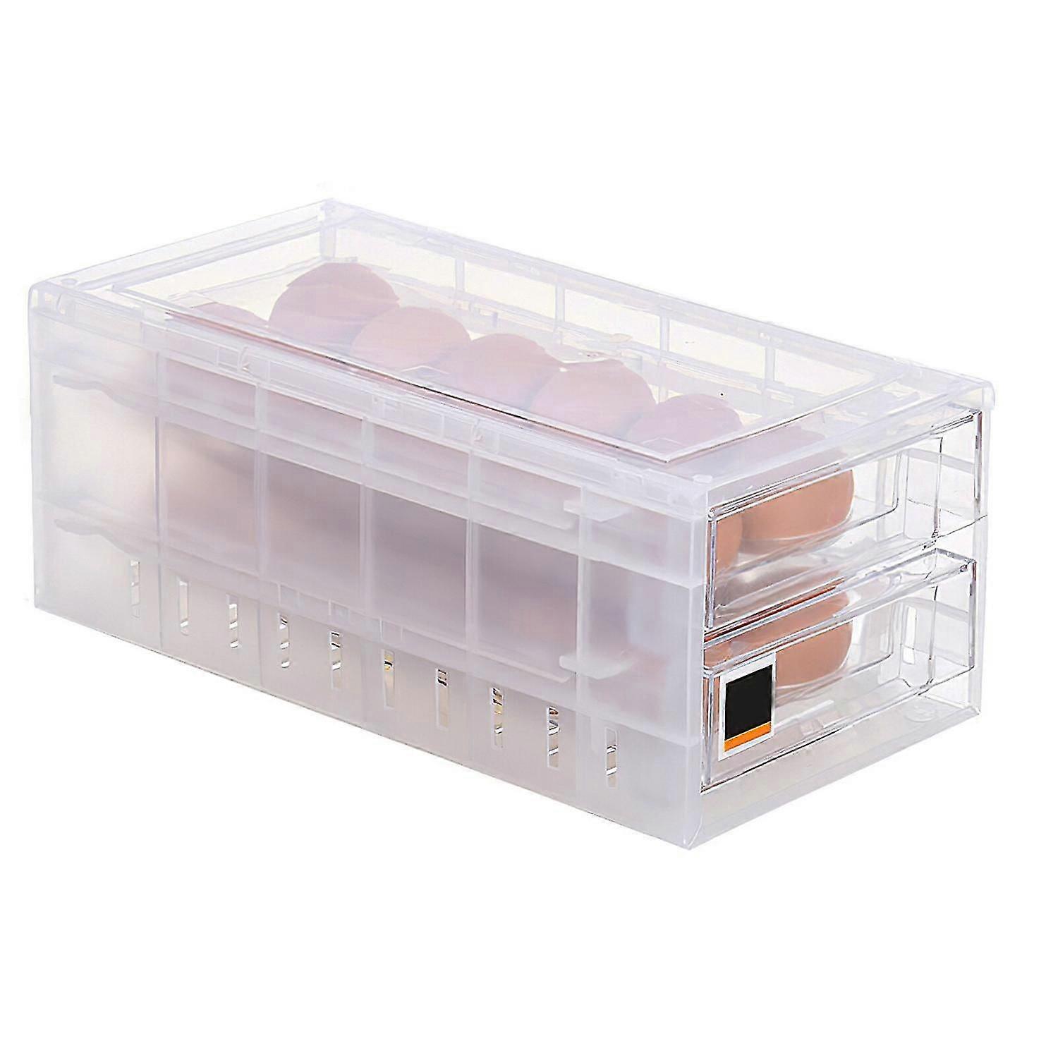 Refrigerator Egg Tray Carrier Stackable Fridge Dispenser Double Layer Holder 24 Cells   Bins