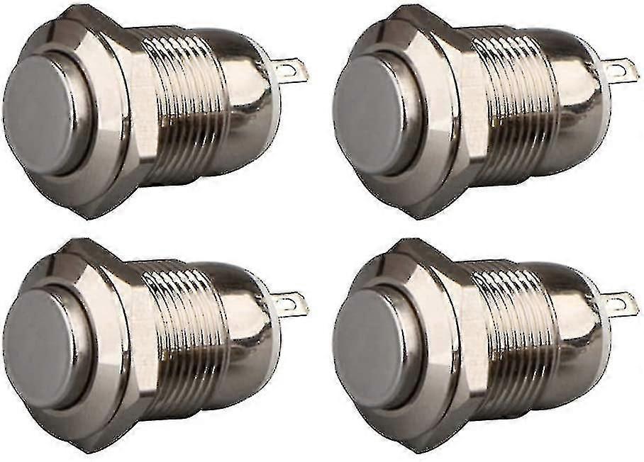4pcs Momentary Push Button Wasserdicht Edelstahl Push Button On Off 12mm 2a 12v / 24v / 125v / 250v (Kopf nach oben)
