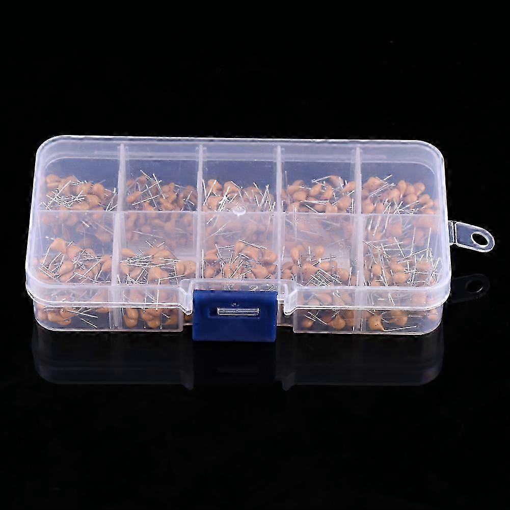 500pcs 10 Values Monolithic Multi Layer Ceramic Capacitors 0.1F - 10F With Storage Box