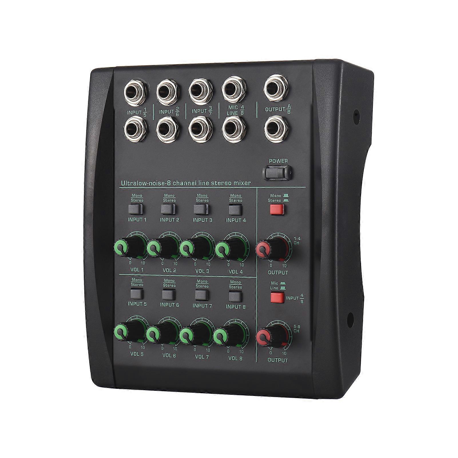 Audio Mixer 8-Channel Mixing Console for for Performances Bars Stadiums Stereo/Mono Simple Switching Low Noise Professional Mixing Console Type-C Pow