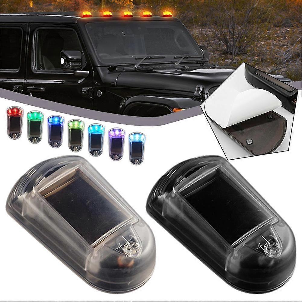 For Trucks Solar Cab Lights 7 Color Wireless No Drill Waterproof Auto On Off Vibration Sensor Universal Roof Light
