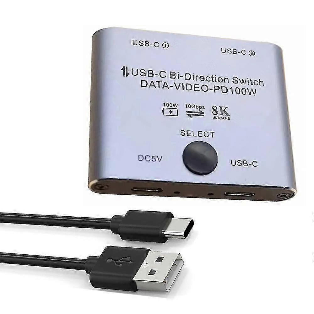 8k Usb C Switch Usb C Switcher For 2 Computers Bi Directional Usbc Kvm Switch