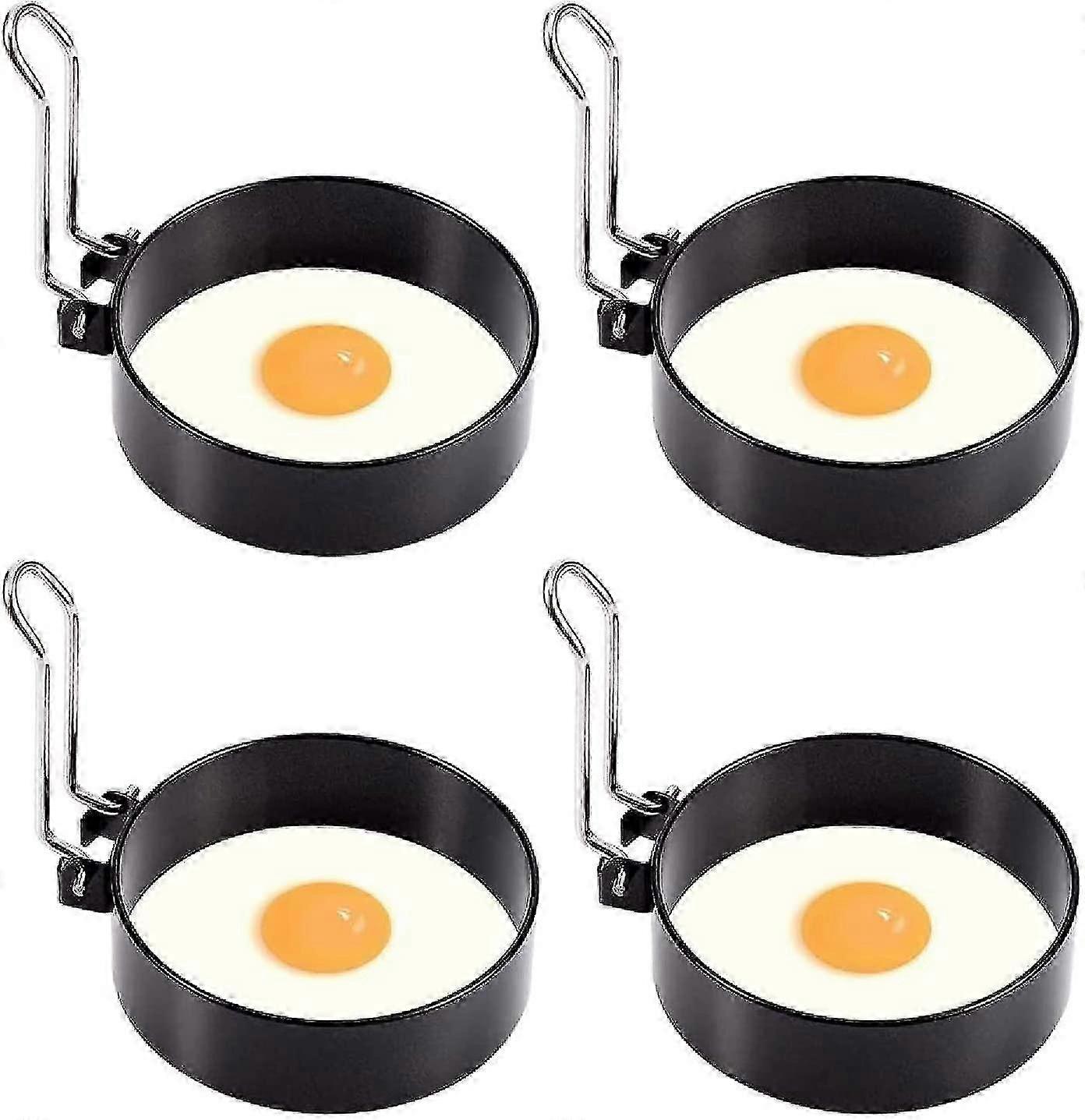 Eggeringer i rustfritt stål for omelett og pannekaker, 4 stk non-stick sett