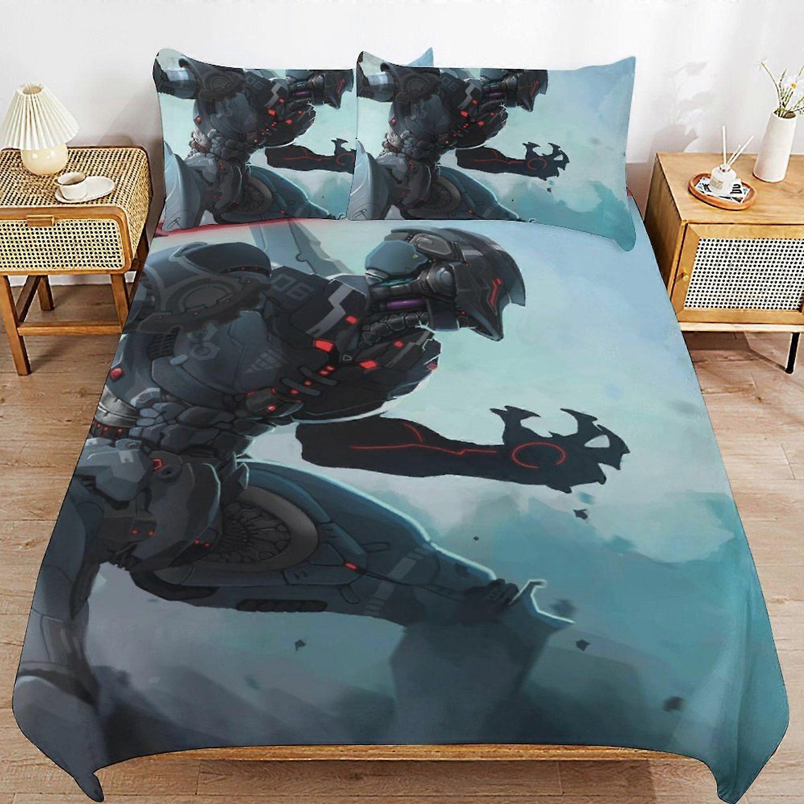 d152 War of the Robots Secure Zipper Access Soft Layer Bedding Fabric High Comfort Duvet Cover Sets All Seasons Use b152