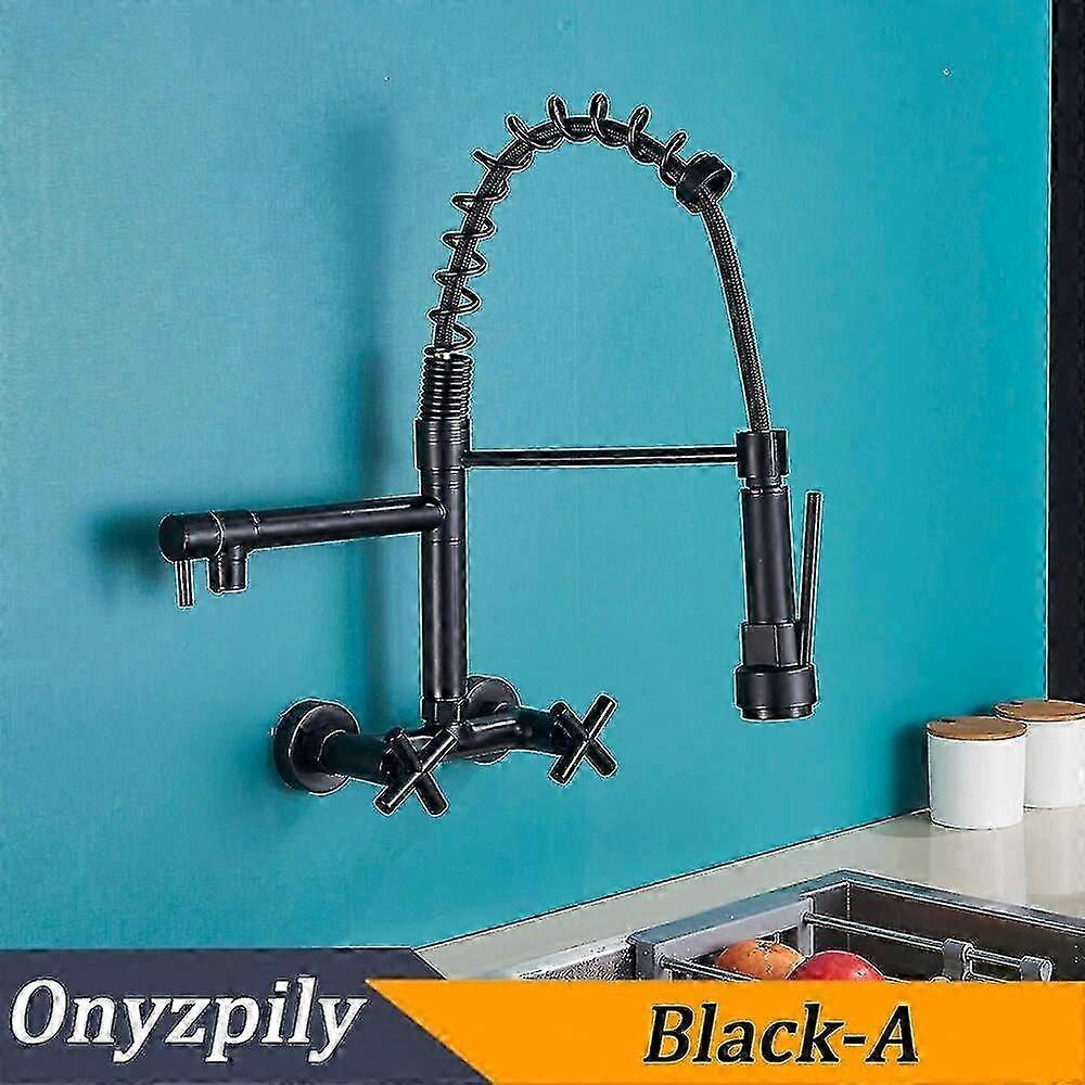 絶妙なOnyzpilyクロームキッチン蛇口プルダウン噴霧器デュアルハンドルデュアルホール360度回転キッチンシンク蛇口トルネイラデコ
