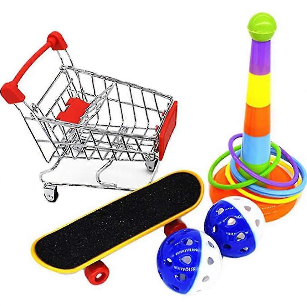 5セットオウムトレーニングおもちゃミニショッピングカートトレーニングリングスケートボードスタンド