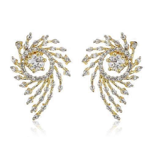 Gold plated stud earrings with white advertising stone