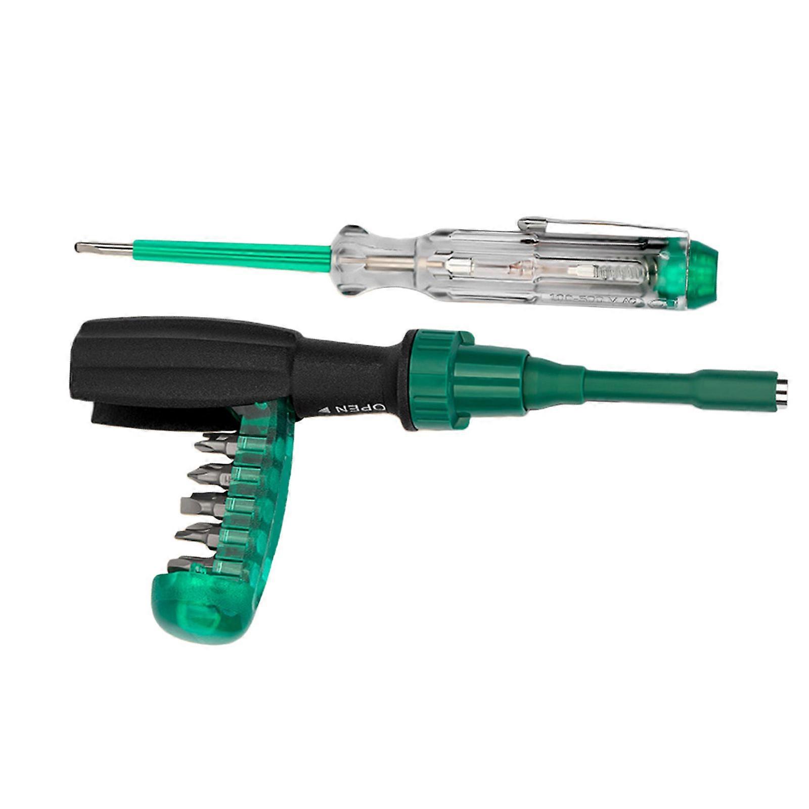 Ergonomic Carbon Steel Ratcheting Screwdriver Tool Set Hex Bit Nonslip Handle Storage Box For Mechanics And Craftsmen Multicolor