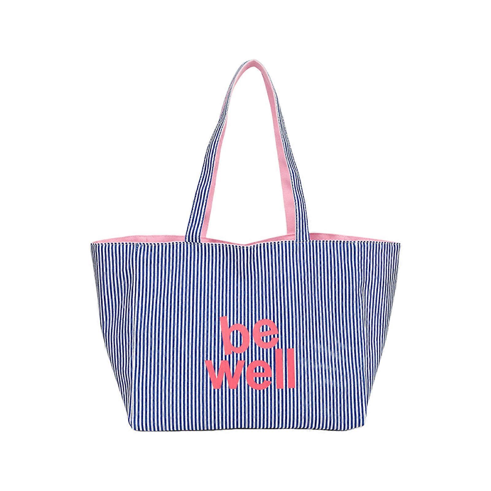 Reversible Canvas Shoulder Bag With Embroidered And Multiple Pockets Stylish Casual Crossbody Should  Blue