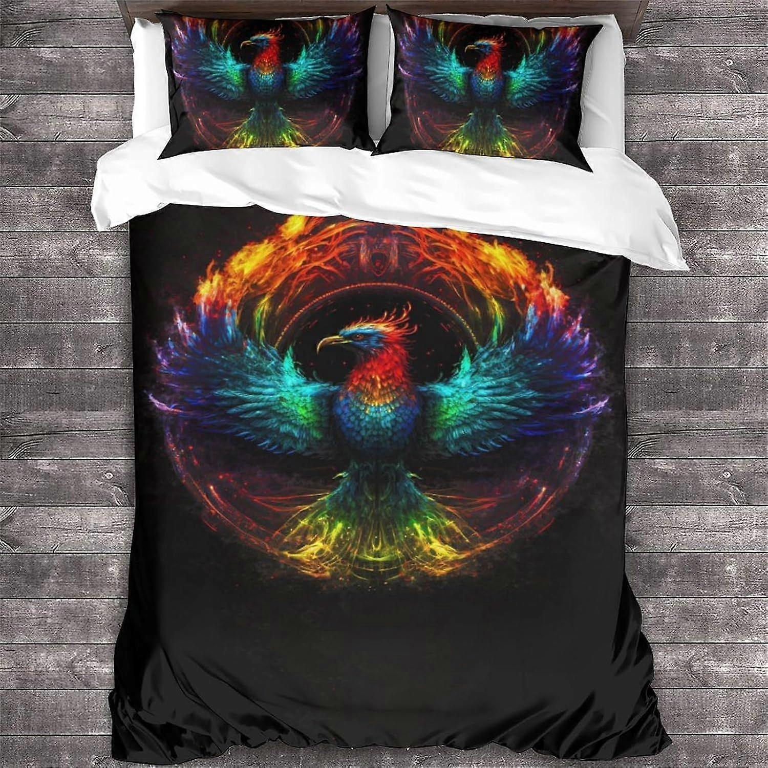 Bird 3D Duvet Cover Set Bird Effect for Children's And Adults Printed Quilt Bedding Set with Pillow Cases Phoenix