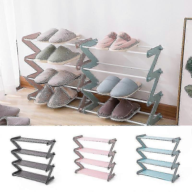 4 -tier Stackable And Expandable Shoe Rack Z-shaped Footwear Organizer Shoe Shelf Storage Organizer