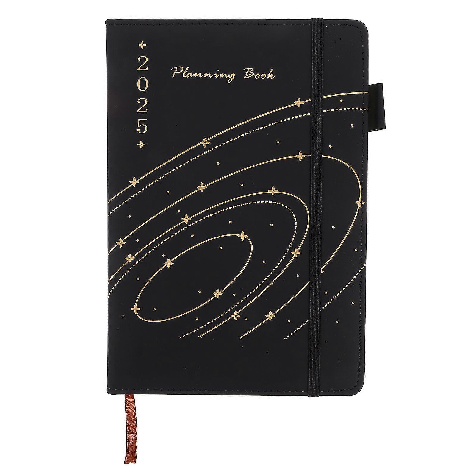 Black Academic Planner Notebook for Writing Use 2025 Daily Planner Portable