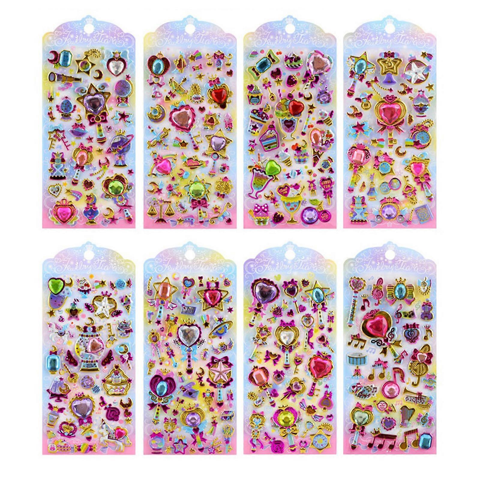Cute 3D Sticker Cartoon Sticker Tiny Handcraft Sticker Reusable Tiny Patches for Water Bottle, Notebook, Scrapbooking Multicolor
