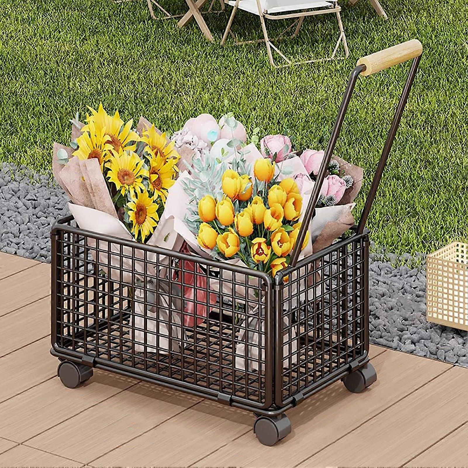 Portable Vending Cart with Wheels for Food, Drinks and Merchandise Display at Markets, Fairs, Events – Black S