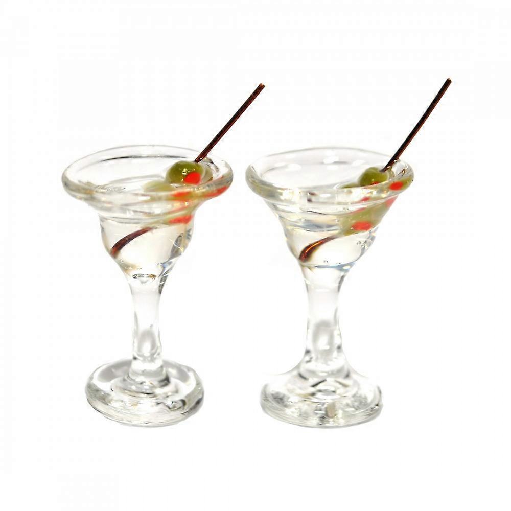 دمى البيت 2 مارتيني الكوكتيلات مع الزيتون مصغرة شرب بار حانة التبعي