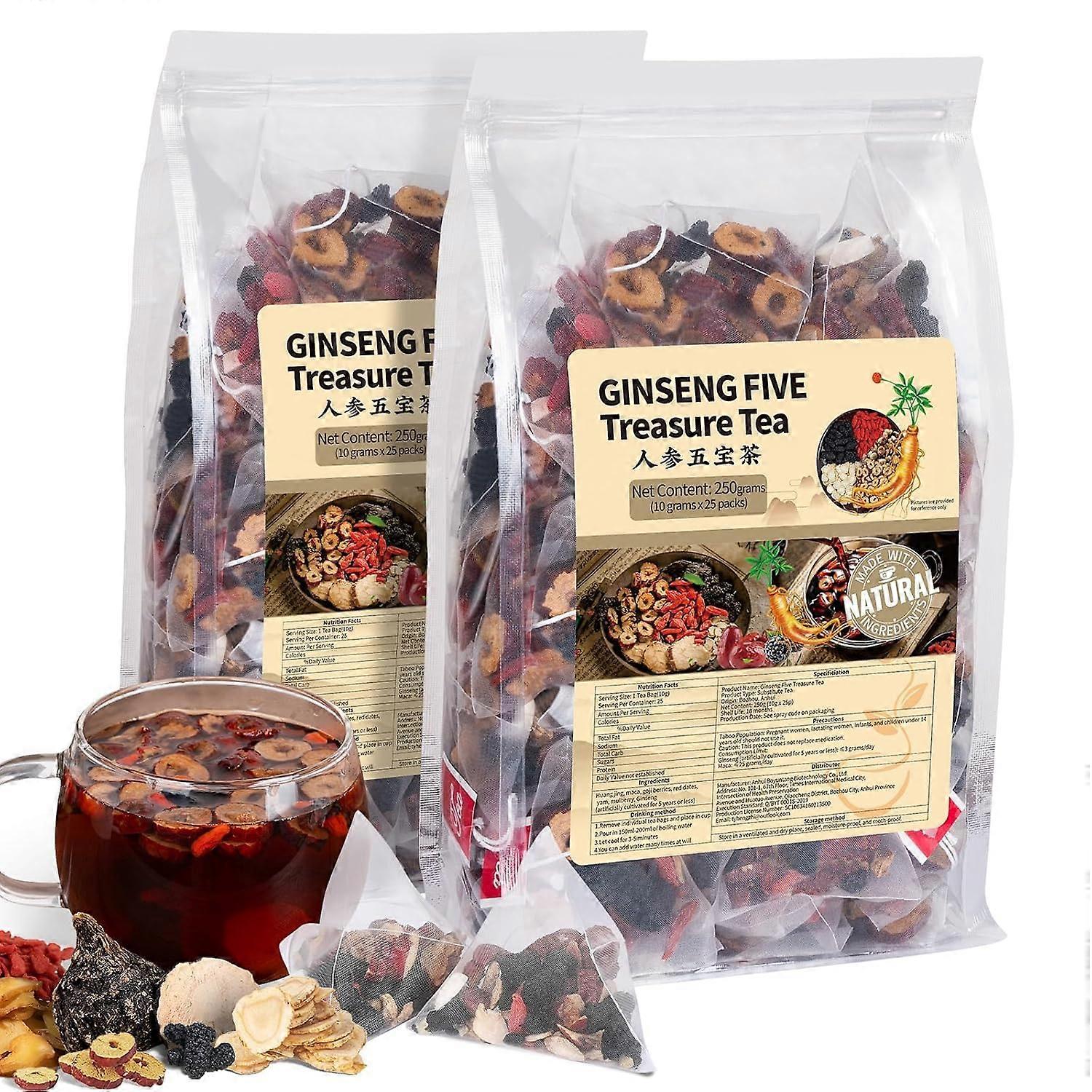 Ginseng Five Treasures -tee, munuaisten virkistävä tee, kiinalainen yrttitee, luonnollinen orgaaninen miehen ja naisen munuais- ja myrkkyjä poistava tee, arvokas lääketee