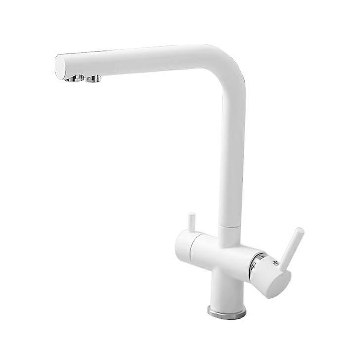 3 Way Kitchen Mixer Tap with Filtered Water, Hot and Cold Sink Faucet, Dual Handle White