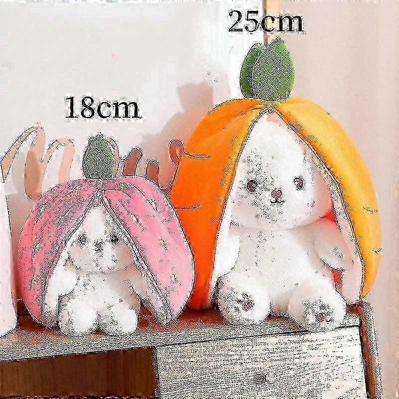 Cute Carrot and Strawberry Shaped Fruit Soft Toys Transformed from Plush Bunny