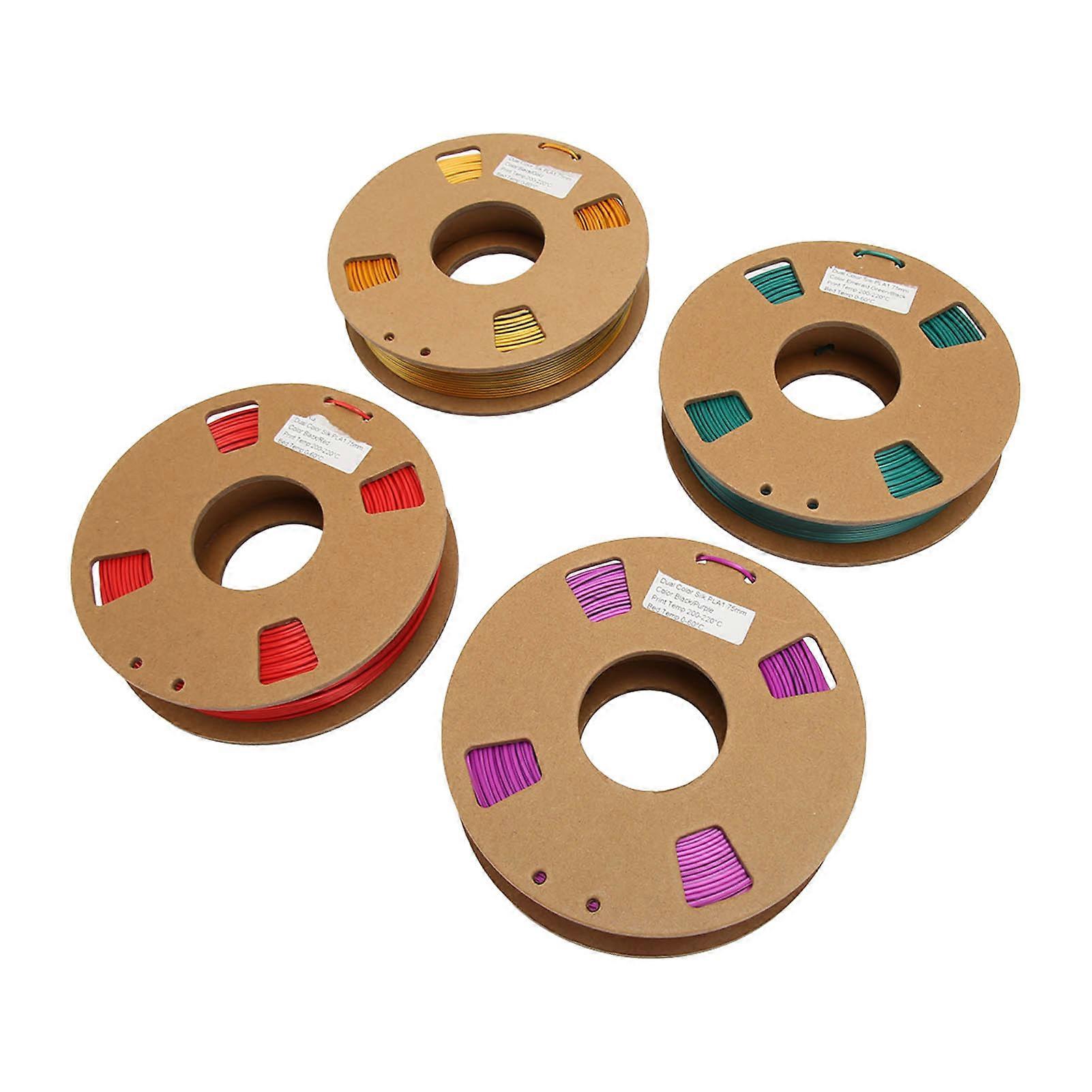 4Pcs 3D Printer Filament Dual Color 1.75mm 8.8oz Net Weight 200 to 220 Celsius PLA Filament for 3D Refilling Replacement