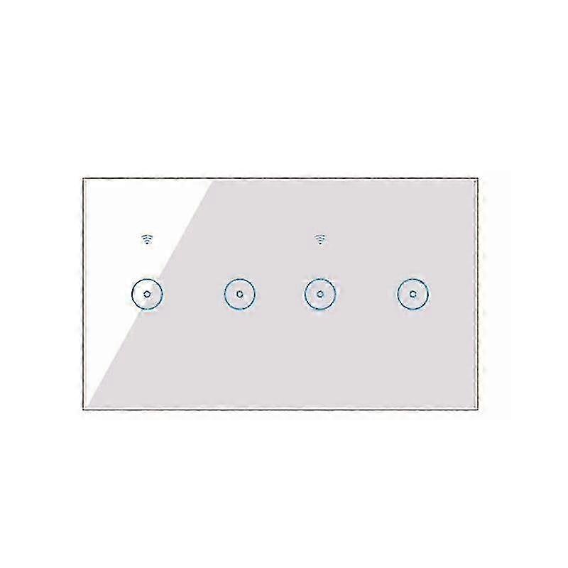 4-Gang Glass Touch Panel Smart Wall Light Switch - 10A, White, for Wireless Remote Control (Wifi)