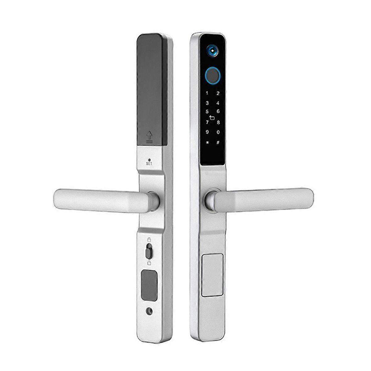 Tuya WiFi Smart Door Lock with Camera Fingerprint RFID Password Access Sliding Security Peephole Do