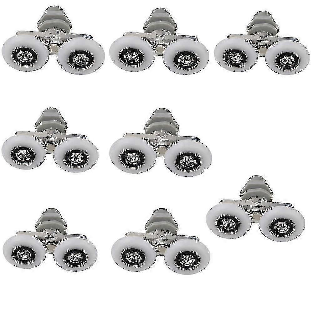 8pcs Double Twin Shower Door Wheels - Top & Bottom Rollers for Bathroom Replacement