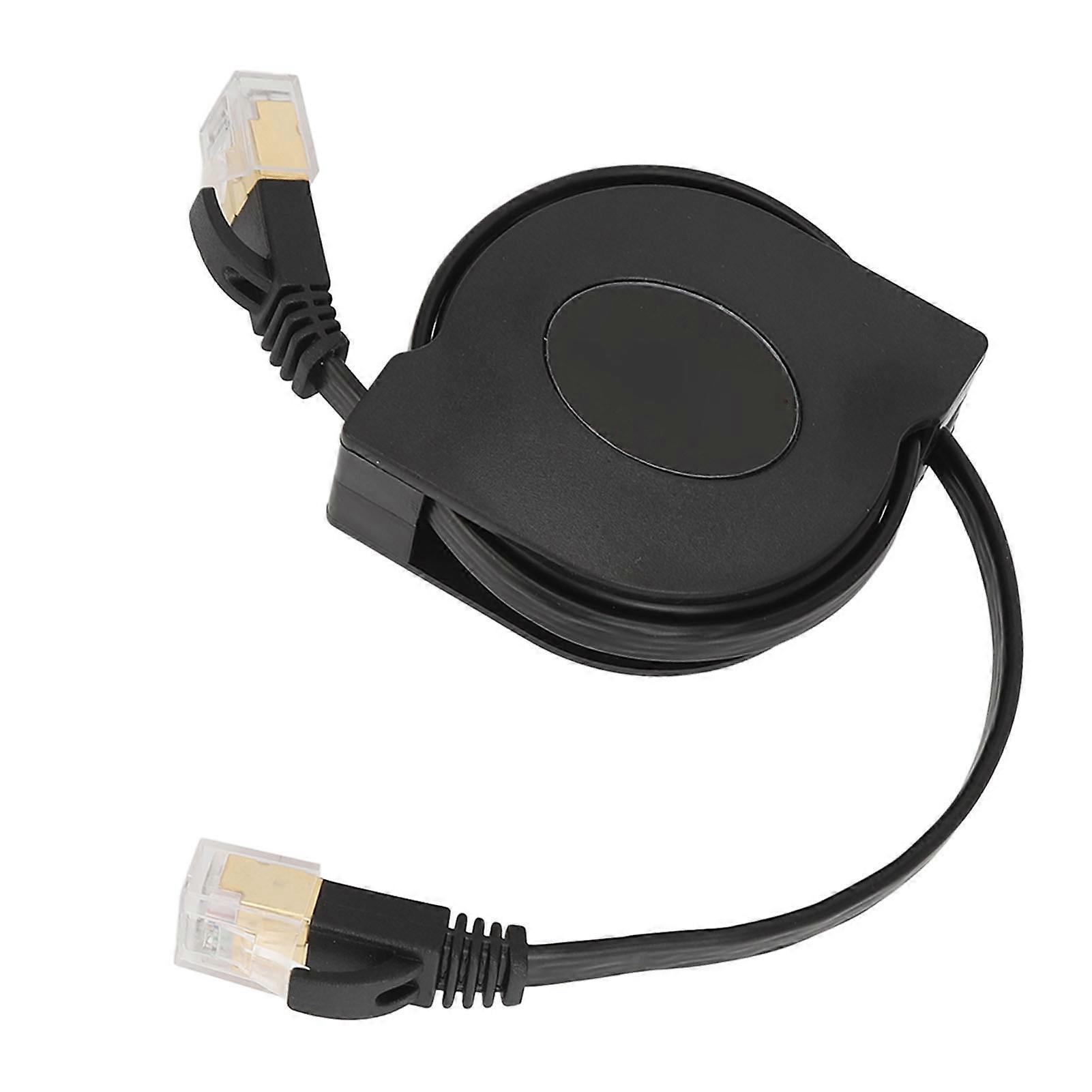 Portable 1.5m Retractable Cat7 Copper Flat Ethernet Network High Speed Patch Cord