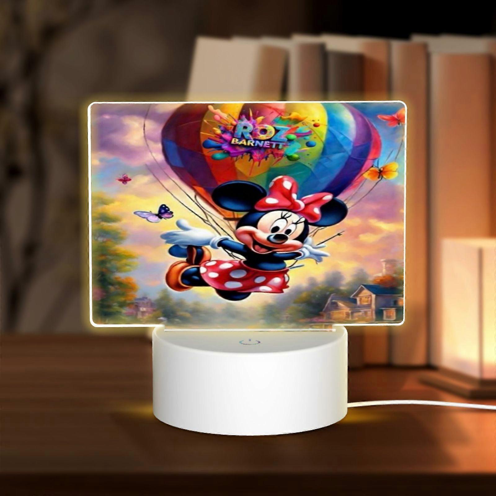 Mickey Mouse Acrylic Night Lamp with Base, Plug-In LED Light, Compatible with Kids' Rooms, Birthday Holiday Gift for Boys Girls