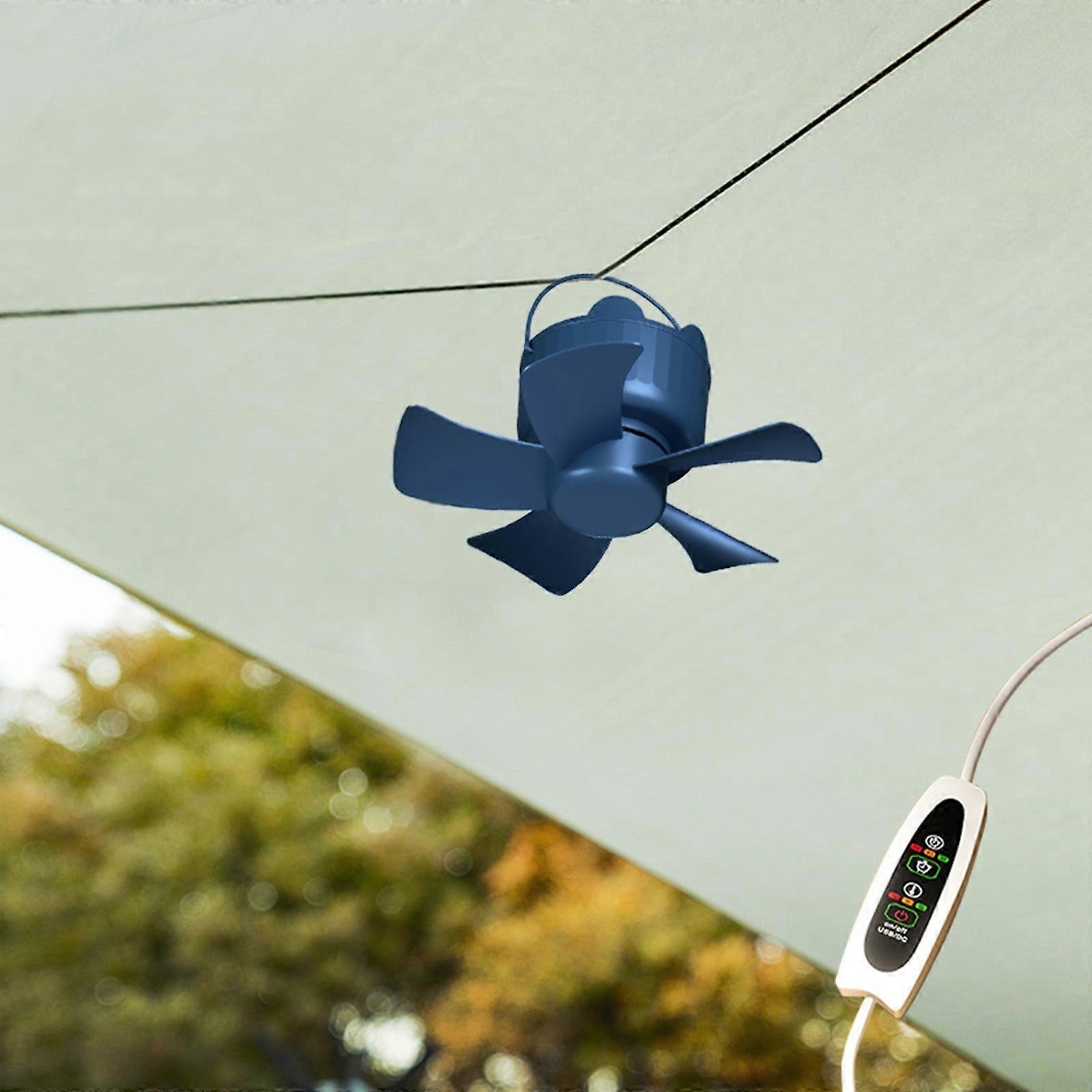 FloHua Portable Ceiling Fan compatible with Outdoor Gazebo, Canopy, Tent - USB Powered, Remote Control - Not Battery Operated