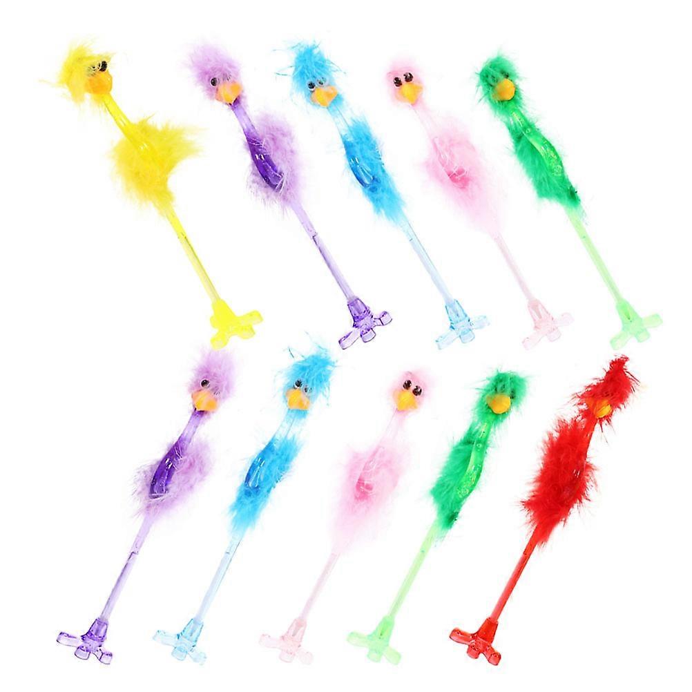 Students Ballpoint Pens Ostrich Shaped for Writing 10Pcs Assorted Color Plastic