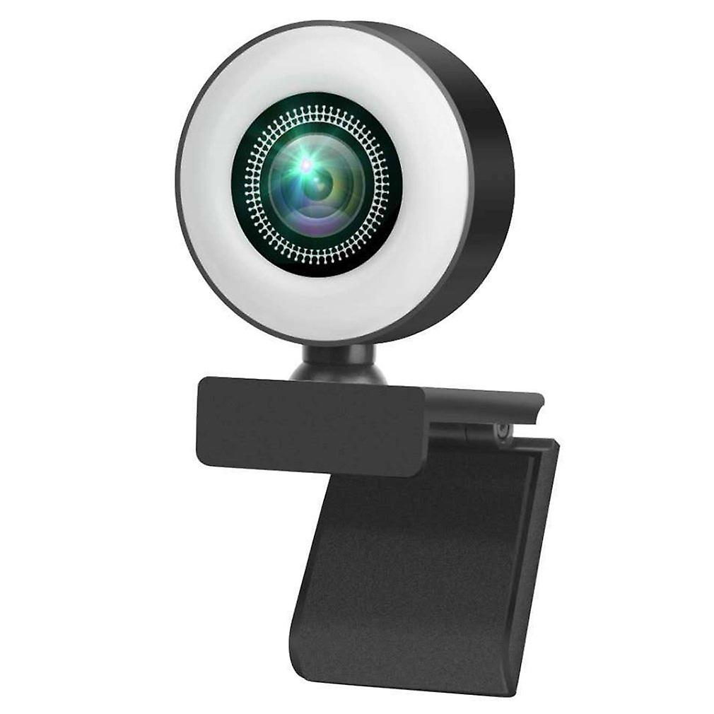 Webcam d’ordinateur avec lumière annulaire réglable et caméra Web autofocus microphone pour la diffusion Web de réunions