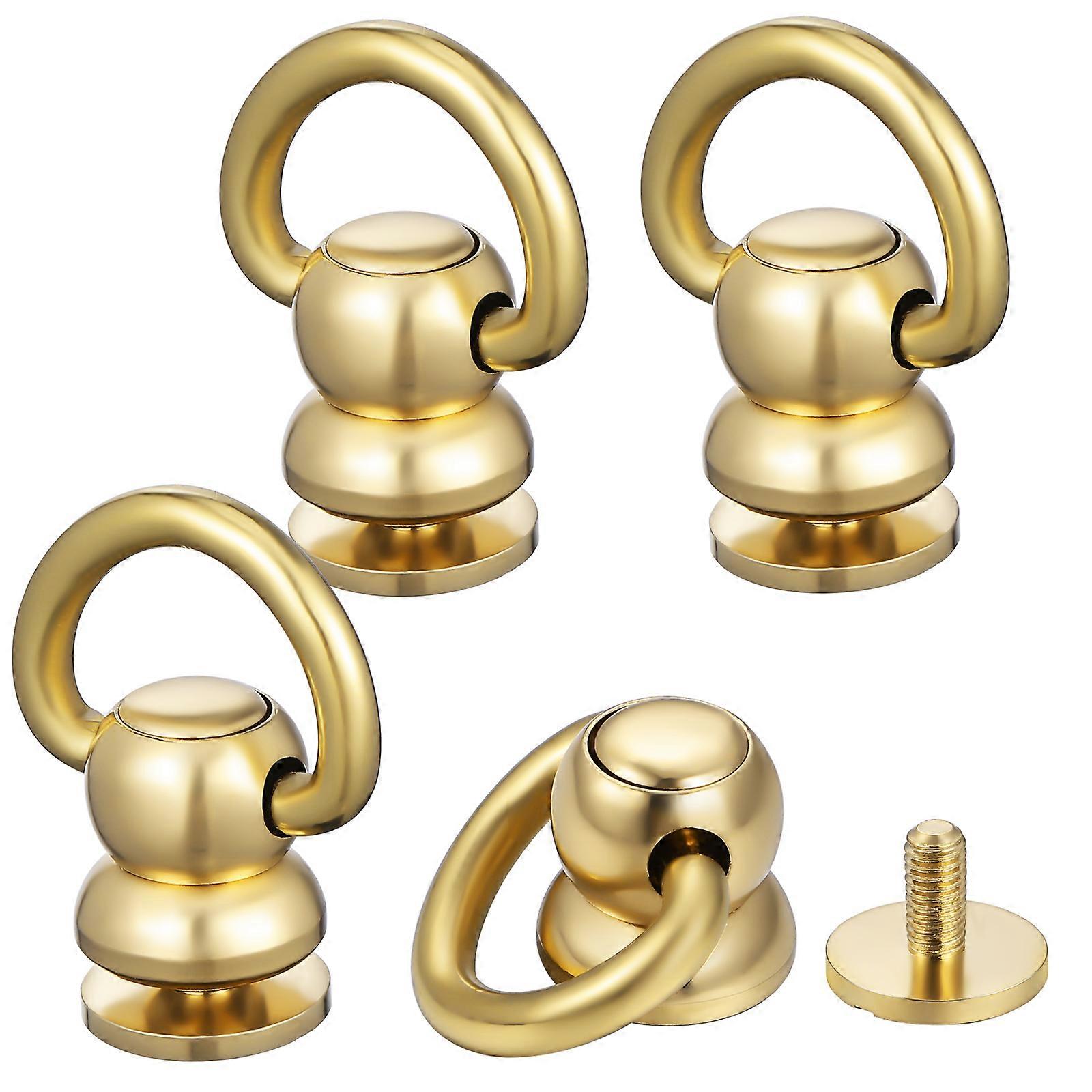 Brass D Ring Rivets for Purse Strap Attachment 4Pcs Golden Screw Studs
