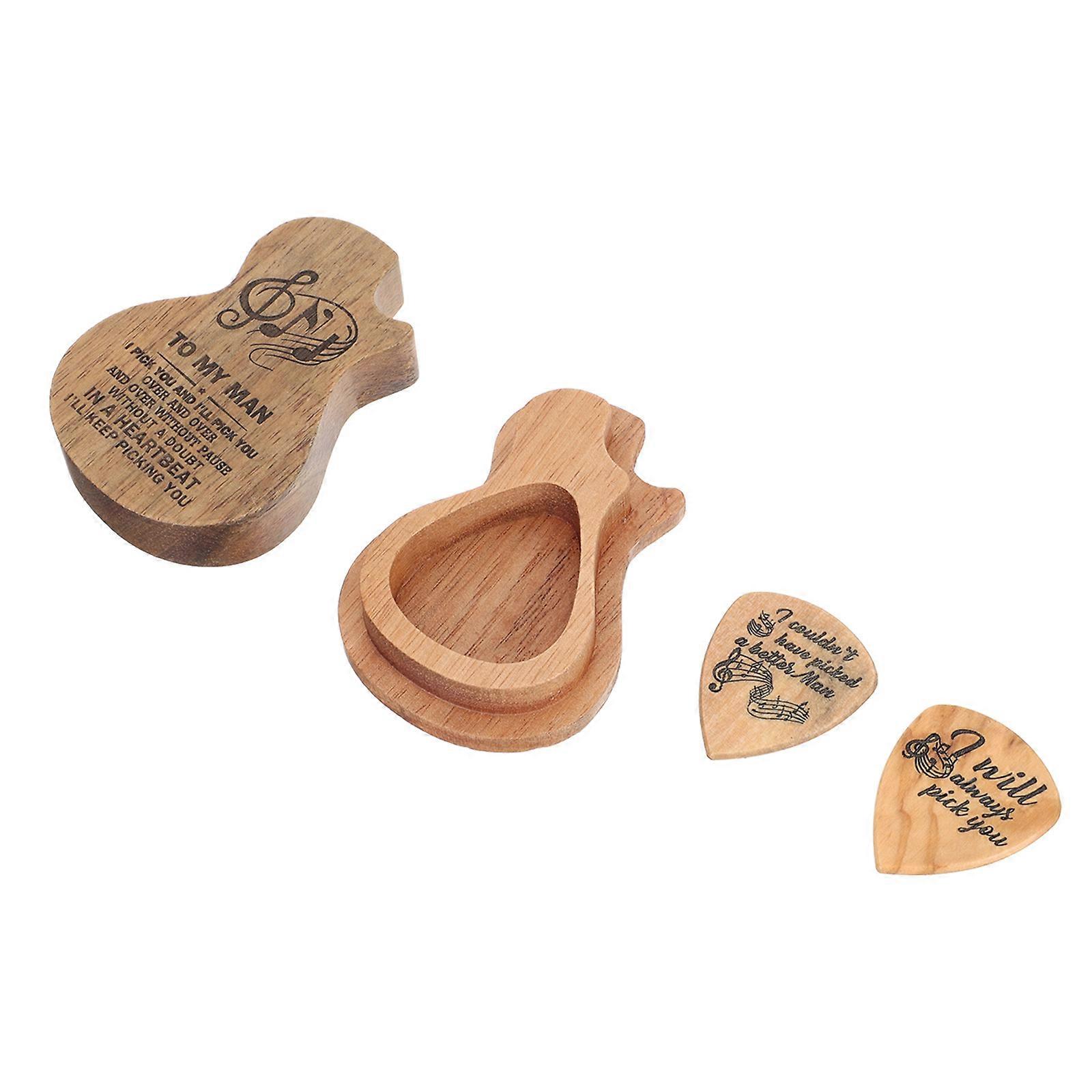 Creative Wooden Guitar Pick Holder Storage Box For Music Lovers Assorted Color 2 Sets Rectangular Shape