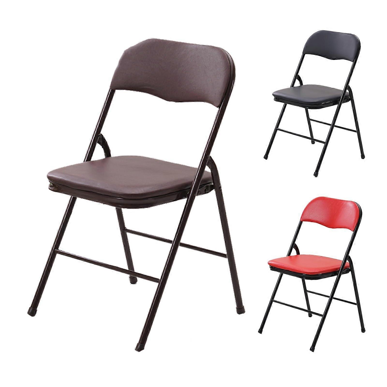 Folding Chair with Padded Cushion, Stackable Reception Chair 200KG Capacity for Small Spaces Brown